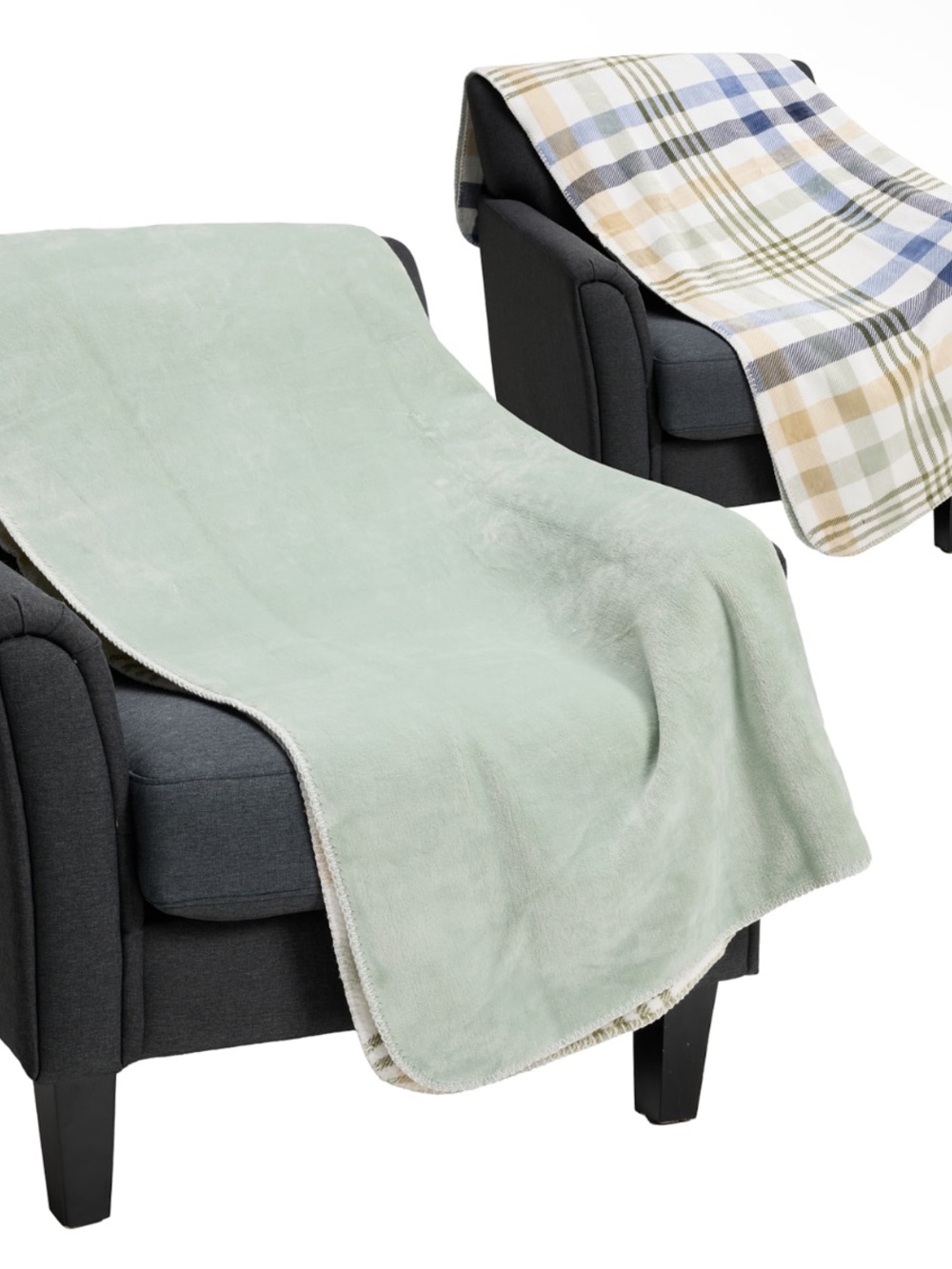 HUNTER Bristol Plaid Reversible Plush Throw Blanket - 600 gsm, 50x70"